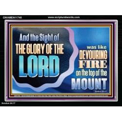 THE SIGHT OF THE GLORY OF THE LORD IS LIKE A DEVOURING FIRE ON THE TOP OF THE MOUNT  Righteous Living Christian Picture  GWAMEN11748  "33x25"