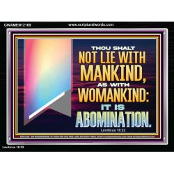 THOU SHALT NOT LIE WITH MANKIND AS WITH WOMANKIND IT IS ABOMINATION  Bible Verse for Home Acrylic Frame  GWAMEN12169  "33x25"