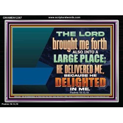 THE LORD BROUGHT ME FORTH ALSO INTO A LARGE PLACE  Sanctuary Wall Picture  GWAMEN12367  "33x25"
