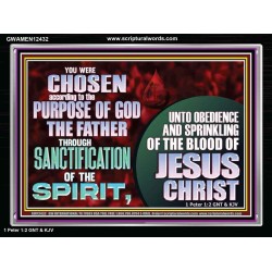 CHOSEN ACCORDING TO THE PURPOSE OF GOD THE FATHER THROUGH SANCTIFICATION OF THE SPIRIT  Church Acrylic Frame  GWAMEN12432  "33x25"