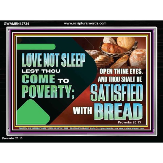 LOVE NOT SLEEP LEST THOU COME TO POVERTY  Bible Verse Art Acrylic Frame  GWAMEN12724  