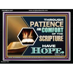THROUGH PATIENCE AND COMFORT OF THE SCRIPTURE HAVE HOPE  Christian Wall Art Wall Art  GWAMEN12957  "33x25"