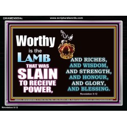 LAMB OF GOD GIVES STRENGTH AND BLESSING  Sanctuary Wall Acrylic Frame  GWAMEN9554c  "33x25"