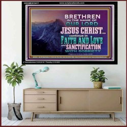 CONTINUE IN FAITH LOVE AND SANCTIFICATION WITH SOBRIETY  Unique Scriptural Acrylic Frame  GWAMEN10417  "33x25"