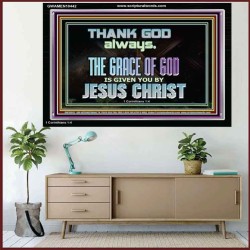 THANKING GOD ALWAYS OPENS GREATER DOOR  Scriptural Décor Acrylic Frame  GWAMEN10442  "33x25"