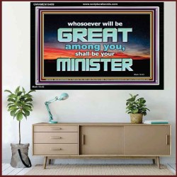 HUMILITY AND SERVICE BEFORE GREATNESS  Encouraging Bible Verse Acrylic Frame  GWAMEN10459  "33x25"