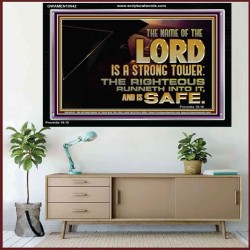 THE NAME OF THE LORD IS A STRONG TOWER  Contemporary Christian Wall Art  GWAMEN10542  "33x25"