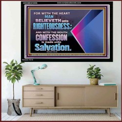 TRUSTING WITH THE HEART LEADS TO RIGHTEOUSNESS  Christian Quotes Acrylic Frame  GWAMEN10556  "33x25"