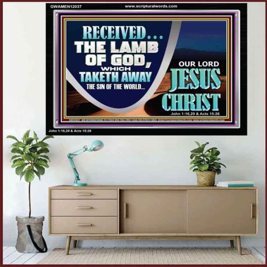 THE LAMB OF GOD THAT TAKETH AWAY THE SIN OF THE WORLD  Unique Power Bible Acrylic Frame  GWAMEN12037  