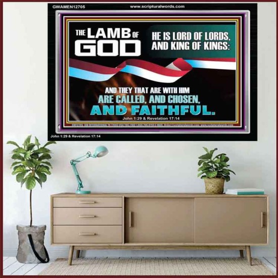 THE LAMB OF GOD LORD OF LORD AND KING OF KINGS  Scriptural Verse Acrylic Frame   GWAMEN12705  