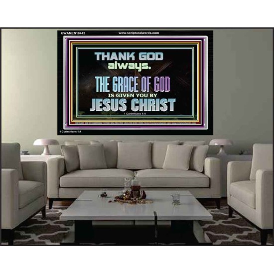 THANKING GOD ALWAYS OPENS GREATER DOOR  Scriptural Décor Acrylic Frame  GWAMEN10442  