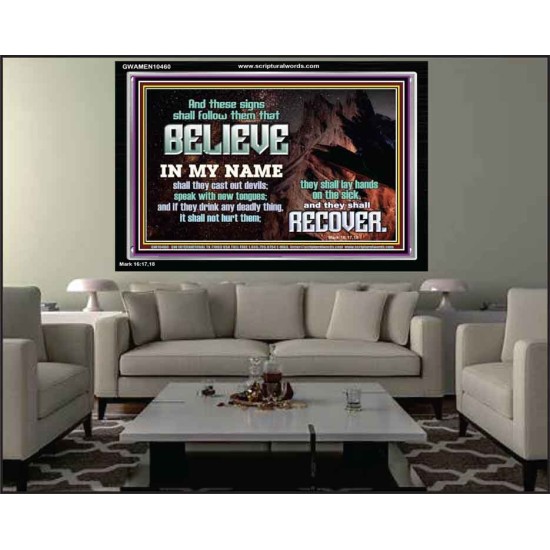 IN MY NAME SHALL THEY CAST OUT DEVILS  Christian Quotes Acrylic Frame  GWAMEN10460  