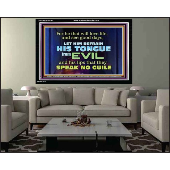 KEEP YOUR TONGUES FROM ALL EVIL  Bible Scriptures on Love Acrylic Frame  GWAMEN10497  