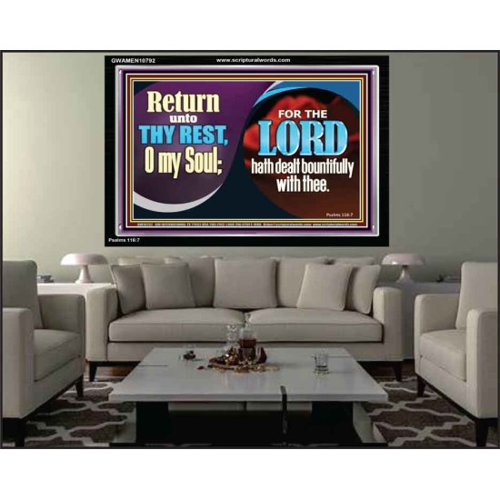 THE LORD HATH DEALT BOUNTIFULLY WITH THEE  Contemporary Christian Art Acrylic Frame  GWAMEN10792  