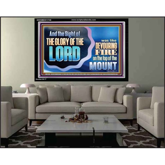 THE SIGHT OF THE GLORY OF THE LORD IS LIKE A DEVOURING FIRE ON THE TOP OF THE MOUNT  Righteous Living Christian Picture  GWAMEN11748  