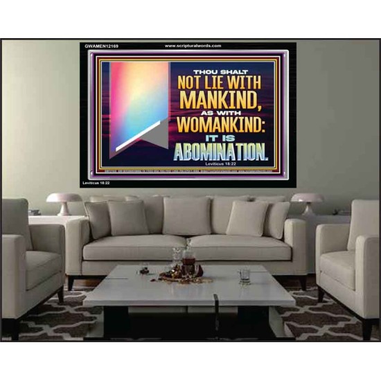 THOU SHALT NOT LIE WITH MANKIND AS WITH WOMANKIND IT IS ABOMINATION  Bible Verse for Home Acrylic Frame  GWAMEN12169  