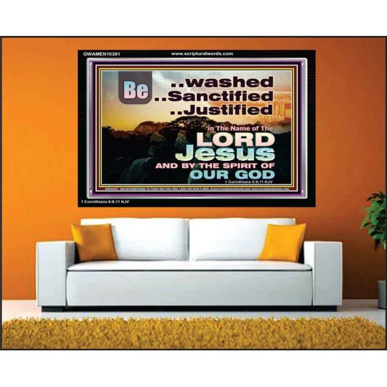 BE WASHED SANCTIFIED JUSTIFIED IN CHRIST JESUS  Unique Power Bible Acrylic Frame  GWAMEN10391  