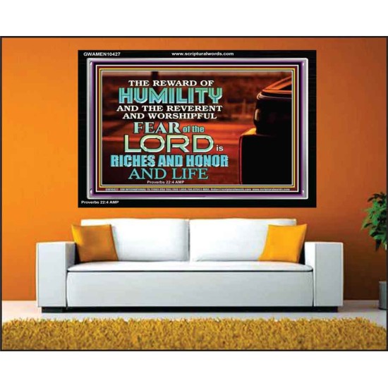HUMILITY AND RIGHTEOUSNESS IN GOD BRINGS RICHES AND HONOR AND LIFE  Unique Power Bible Acrylic Frame  GWAMEN10427  