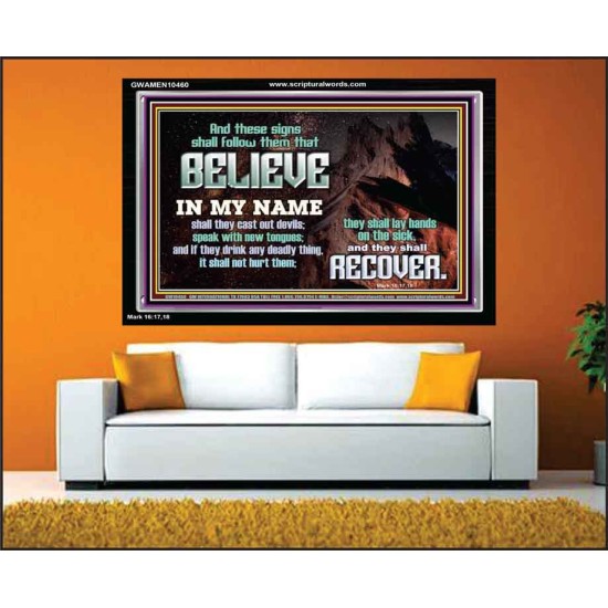 IN MY NAME SHALL THEY CAST OUT DEVILS  Christian Quotes Acrylic Frame  GWAMEN10460  