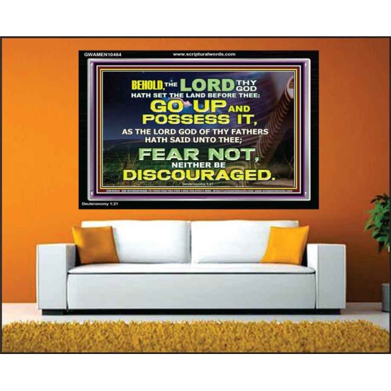 BE NOT DISCOURAGED GO UP AND POSSESS THE LAND  Bible Verse Acrylic Frame  GWAMEN10464  