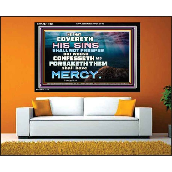 HE THAT COVERETH HIS SIN SHALL NOT PROSPER  Contemporary Christian Wall Art  GWAMEN10466  