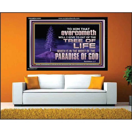 HE THAT OVERCOMETH  Bible Verse Acrylic Frame  GWAMEN10583  