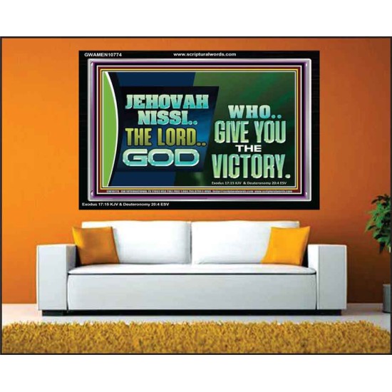 JEHOVAHNISSI THE LORD GOD WHO GIVE YOU THE VICTORY  Bible Verses Wall Art  GWAMEN10774  
