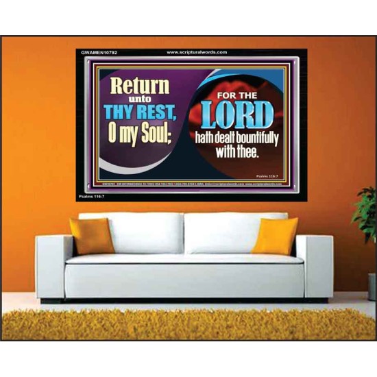 THE LORD HATH DEALT BOUNTIFULLY WITH THEE  Contemporary Christian Art Acrylic Frame  GWAMEN10792  