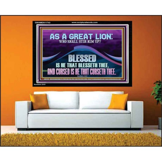 AS A GREAT LION WHO SHALL STIR HIM UP  Scriptural Portrait Glass Acrylic Frame  GWAMEN11743  