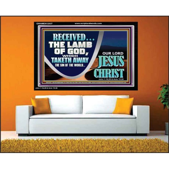 THE LAMB OF GOD THAT TAKETH AWAY THE SIN OF THE WORLD  Unique Power Bible Acrylic Frame  GWAMEN12037  