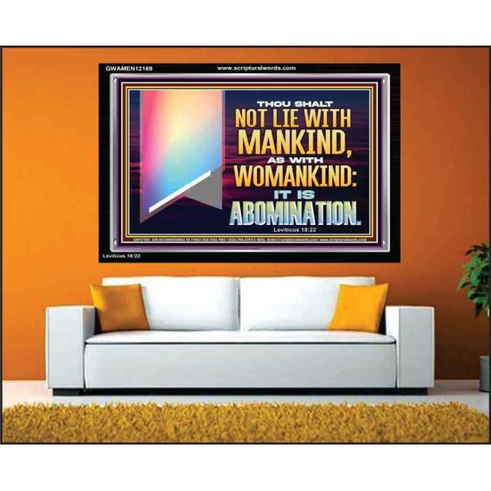 THOU SHALT NOT LIE WITH MANKIND AS WITH WOMANKIND IT IS ABOMINATION  Bible Verse for Home Acrylic Frame  GWAMEN12169  