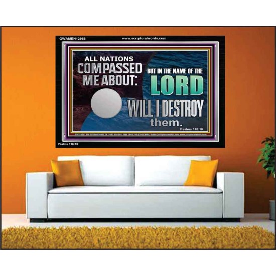 IN THE NAME OF THE LORD WILL I DESTROY THEM  Biblical Paintings Acrylic Frame  GWAMEN12966  