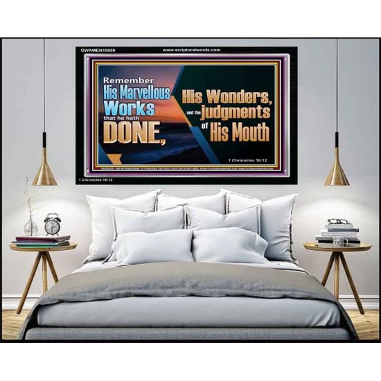 REMEMBER HIS WONDERS AND THE JUDGMENTS OF HIS MOUTH  Church Acrylic Frame  GWAMEN10659  