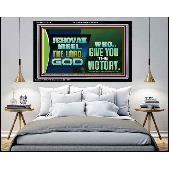 JEHOVAHNISSI THE LORD GOD WHO GIVE YOU THE VICTORY  Bible Verses Wall Art  GWAMEN10774  