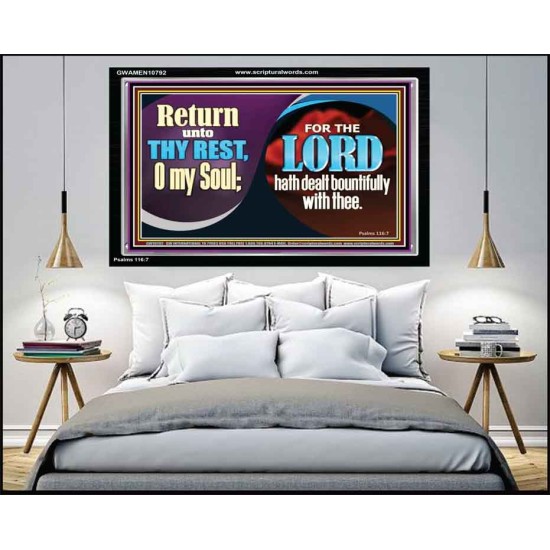 THE LORD HATH DEALT BOUNTIFULLY WITH THEE  Contemporary Christian Art Acrylic Frame  GWAMEN10792  