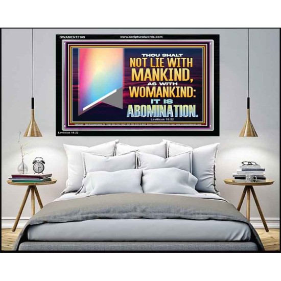 THOU SHALT NOT LIE WITH MANKIND AS WITH WOMANKIND IT IS ABOMINATION  Bible Verse for Home Acrylic Frame  GWAMEN12169  