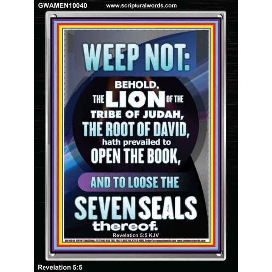 WEEP NOT THE LION OF THE TRIBE OF JUDAH HAS PREVAILED  Large Portrait  GWAMEN10040  