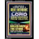 THE ANGEL OF THE LORD DESCENDED FROM HEAVEN AND ROLLED BACK THE STONE FROM THE DOOR  Custom Wall Scripture Art  GWAMEN11826  