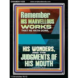 HIS MARVELLOUS WONDERS AND THE JUDGEMENTS OF HIS MOUTH  Custom Modern Wall Art  GWAMEN11839  "25x33"