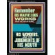 HIS MARVELLOUS WONDERS AND THE JUDGEMENTS OF HIS MOUTH  Custom Modern Wall Art  GWAMEN11839  