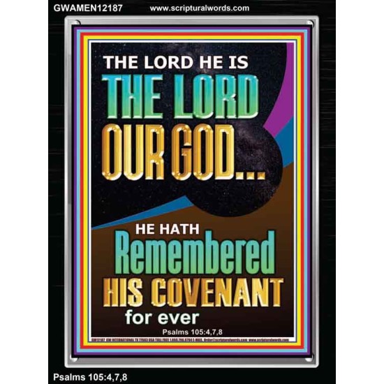 HE HATH REMEMBERED HIS COVENANT FOR EVER  Modern Christian Wall Décor  GWAMEN12187  