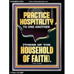 PRACTICE HOSPITALITY TO ONE ANOTHER  Contemporary Christian Wall Art Portrait  GWAMEN12254  "25x33"
