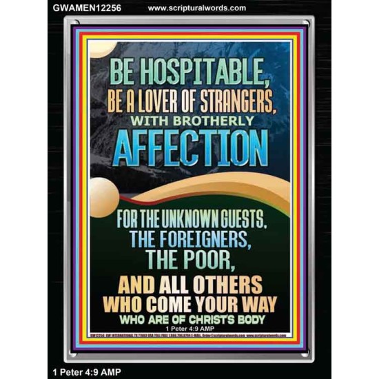 BE HOSPITABLE BE A LOVER OF STRANGERS WITH BROTHERLY AFFECTION  Christian Wall Art  GWAMEN12256  