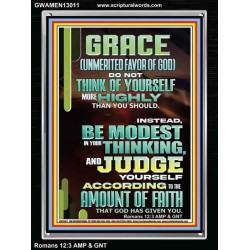 GRACE UNMERITED FAVOR OF GOD BE MODEST IN YOUR THINKING AND JUDGE YOURSELF  Christian Portrait Wall Art  GWAMEN13011  "25x33"