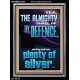 THE ALMIGHTY SHALL BE THY DEFENCE AND THOU SHALT HAVE PLENTY OF SILVER  Christian Quote Portrait  GWAMEN13027  