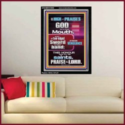 PRAISE HIM AND WITH TWO EDGED SWORD TO EXECUTE VENGEANCE  Bible Verse Portrait  GWAMEN10060  "25x33"