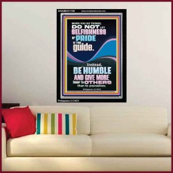 DO NOT LET SELFISHNESS OR PRIDE BE YOUR GUIDE BE HUMBLE  Contemporary Christian Wall Art Portrait  GWAMEN11789  "25x33"