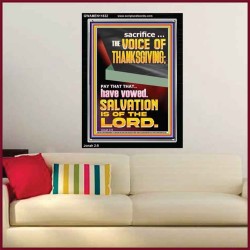 SACRIFICE THE VOICE OF THANKSGIVING  Custom Wall Scripture Art  GWAMEN11832  "25x33"