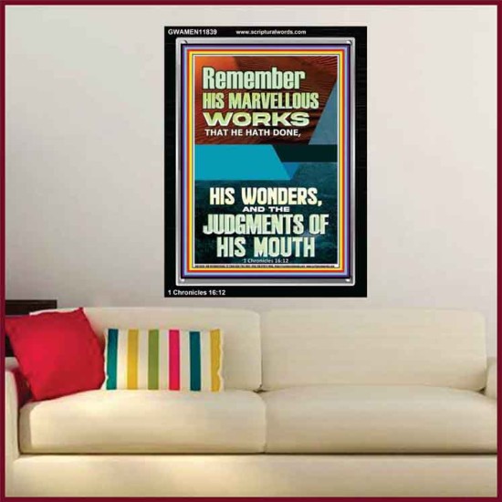 HIS MARVELLOUS WONDERS AND THE JUDGEMENTS OF HIS MOUTH  Custom Modern Wall Art  GWAMEN11839  