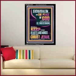 JEHOVAH SHALOM SHALL KEEP YOUR HEARTS AND MINDS THROUGH CHRIST JESUS  Scriptural Décor  GWAMEN11975  "25x33"